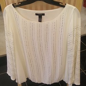 Alfani cream blouse with silver embellishments